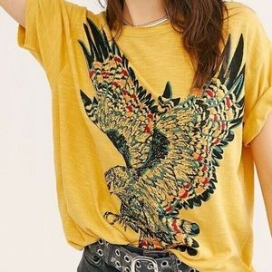 Free People Over Sized Embroidered Tee